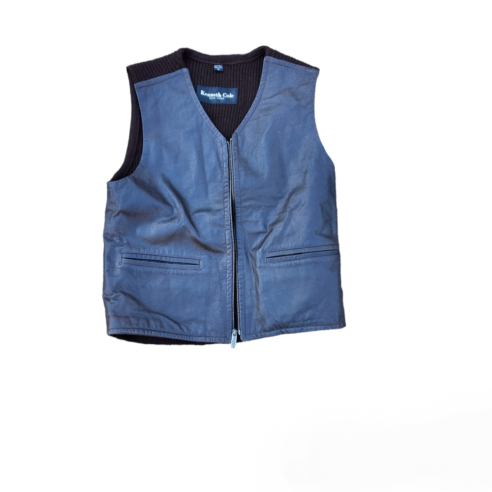 Kenneth Cole New York Men's Brown Leather Sweater Vest Size M